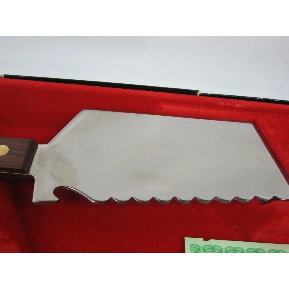 Vintage 1960's Vernco Stainless Cutlery Serving Set Wood Handles MCM with Box